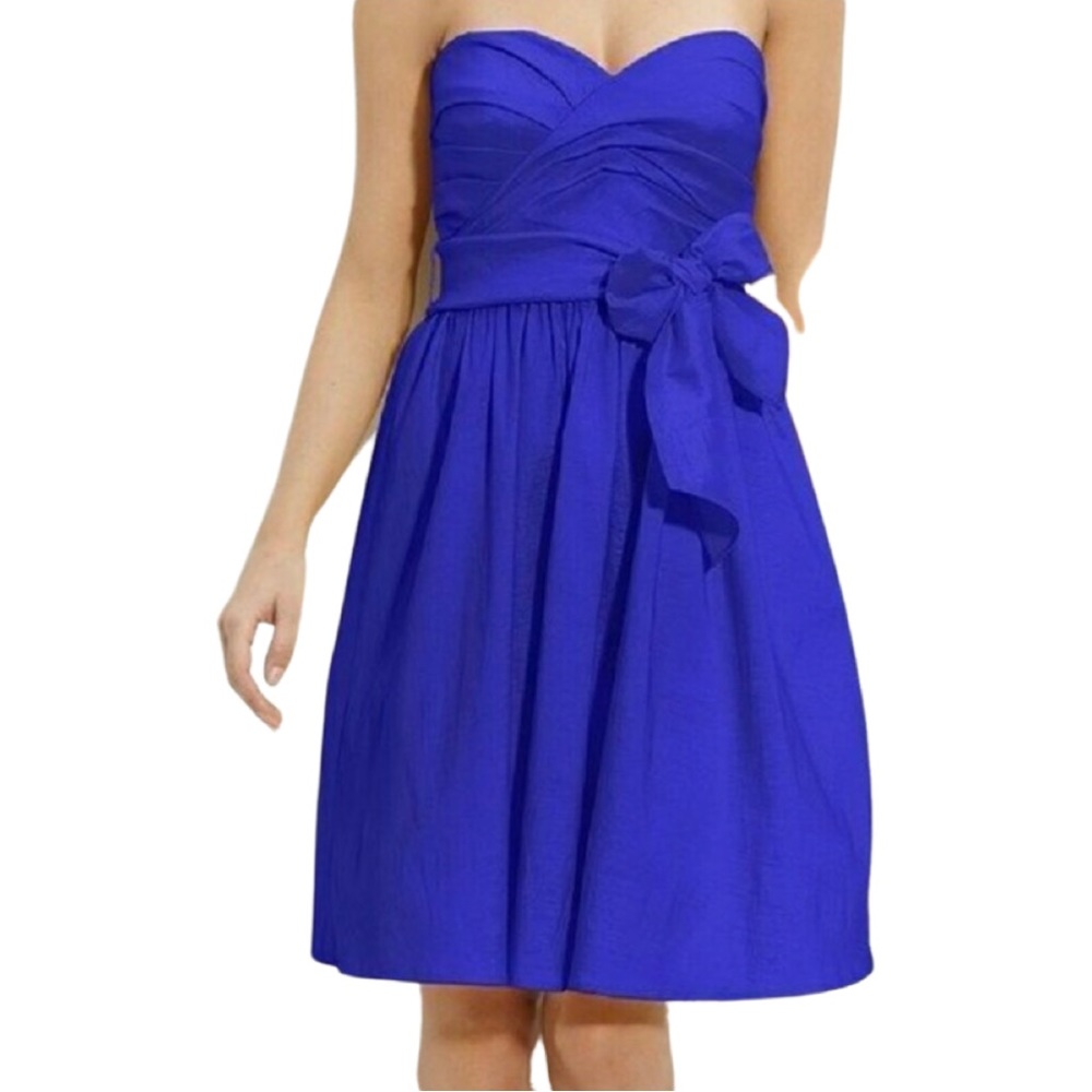 Calvin Klein strapless Taffeta blue zcocktail dress Prom Wedding Knee Length